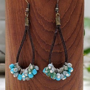 Boho Leather Bead Earrings